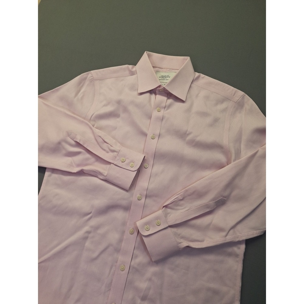 Charles Tyrwhitt Mens 16/33 Pink Non Iron Slim Fit Preppy County Club Office